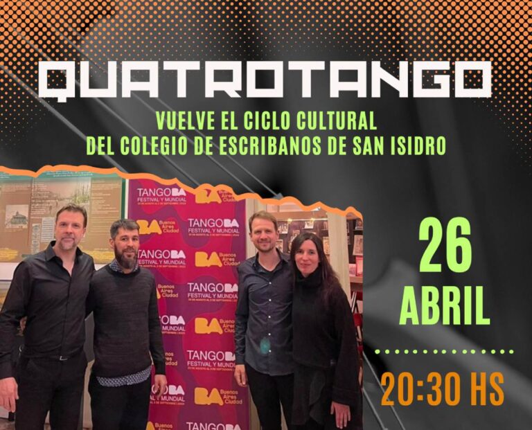 Lee más sobre el artículo Viernes 26/4: Con Quatrotango vuelve el Ciclo Cultural